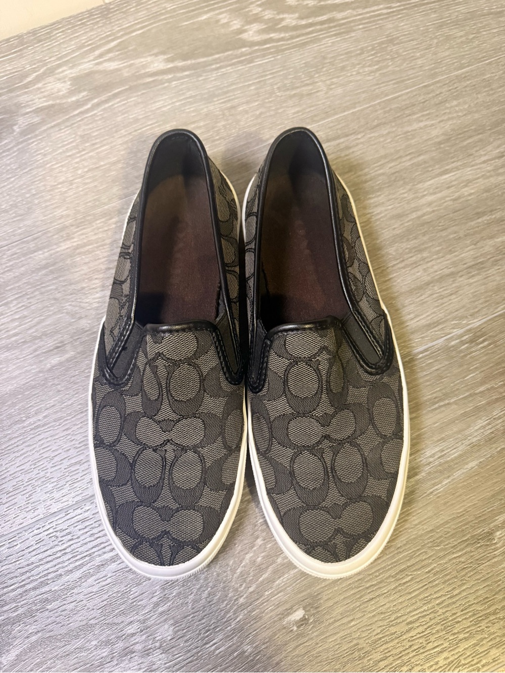 Coach Chrissy Black Signature C Logo Slip-On Sneaker Shoes Sz 7.5B